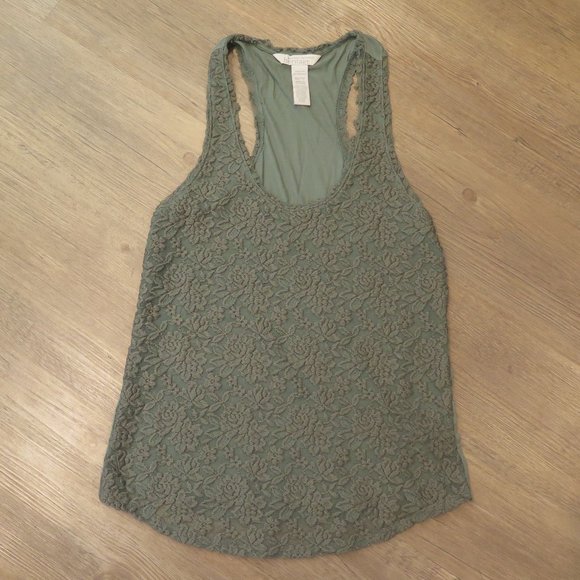 Banana Republic Heritage Olive Green Lace Tank Top - Picture 1 of 6
